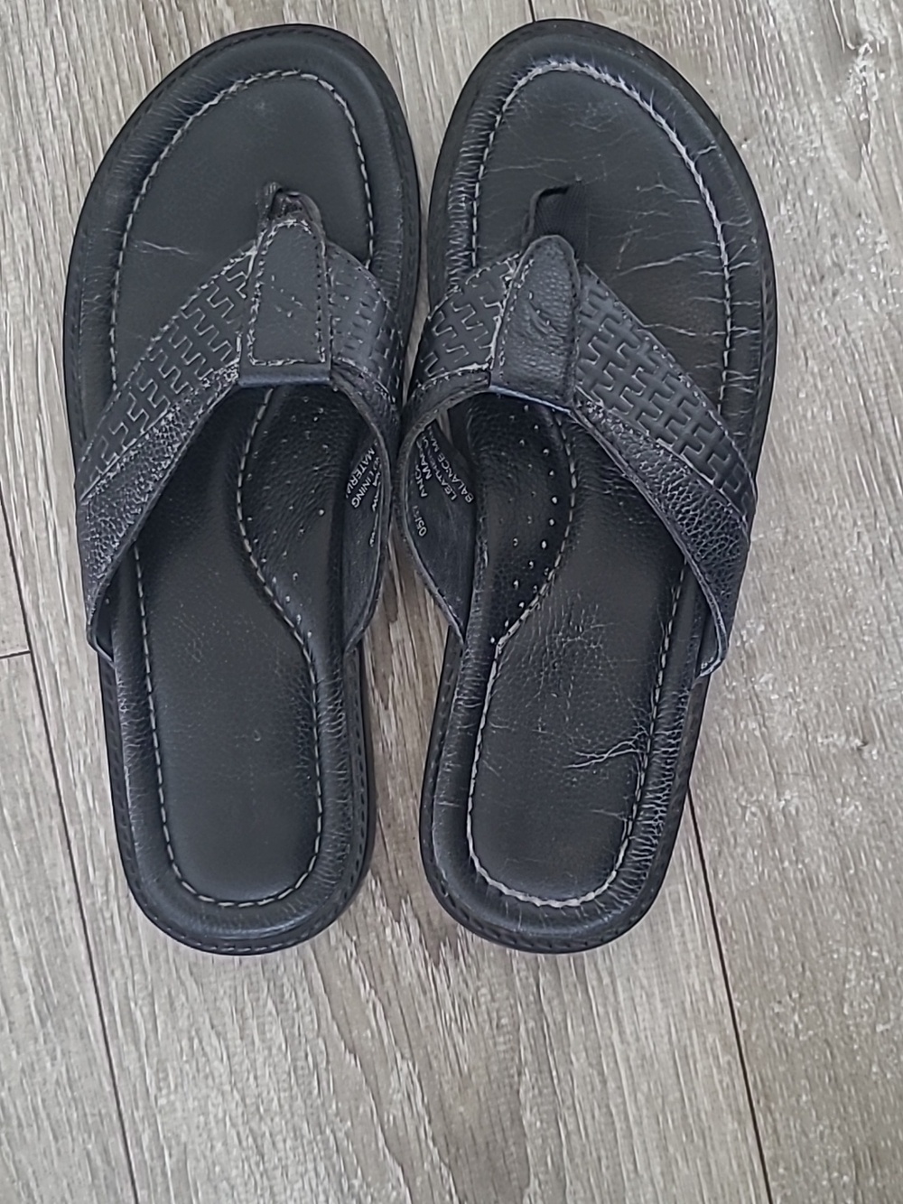 Tommy Bahama All Leather Unisex Black Slide Sandals - MSz 7 WSz 9